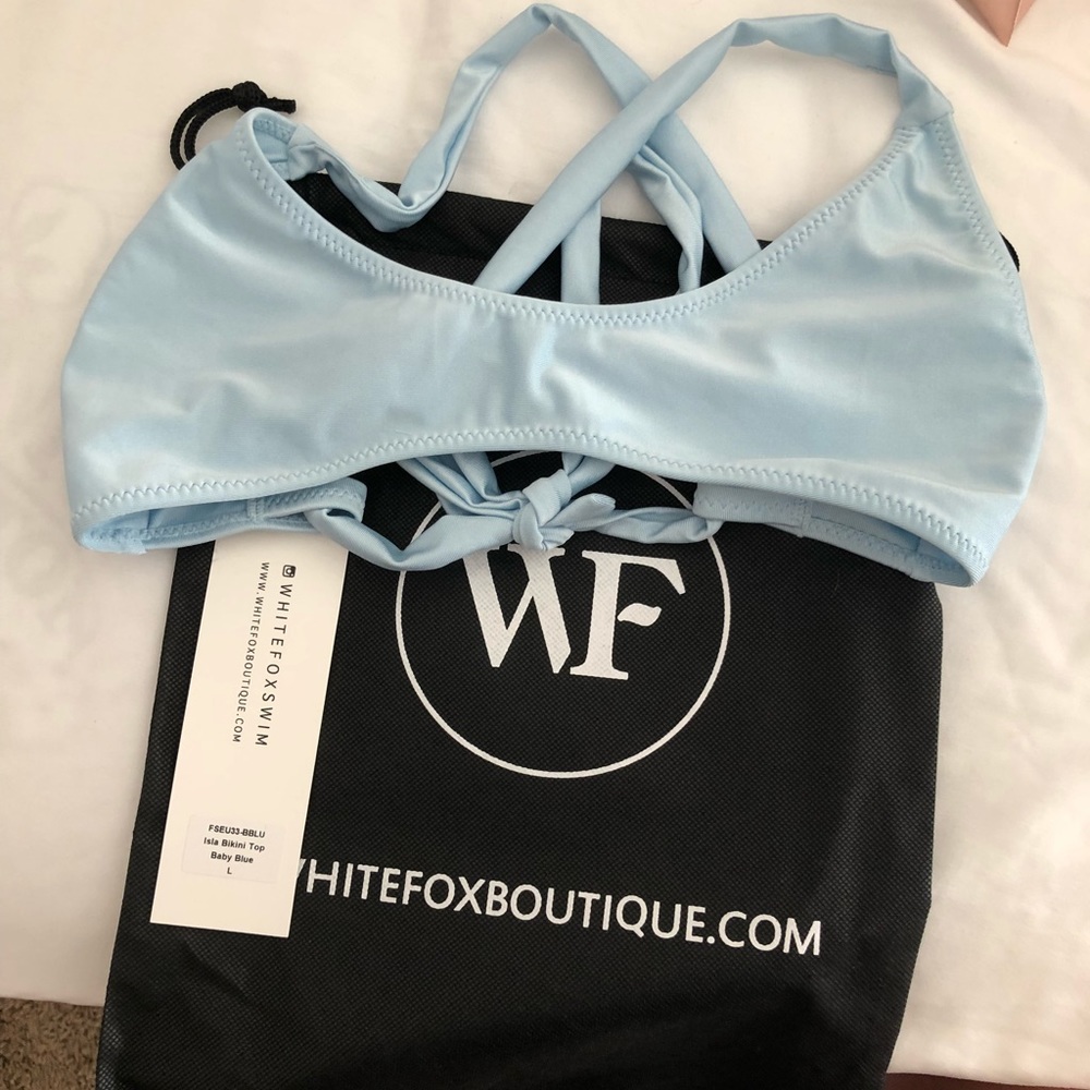 Blue swim top from white fox boutique